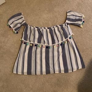 Pom Pom Off the Shoulder Top